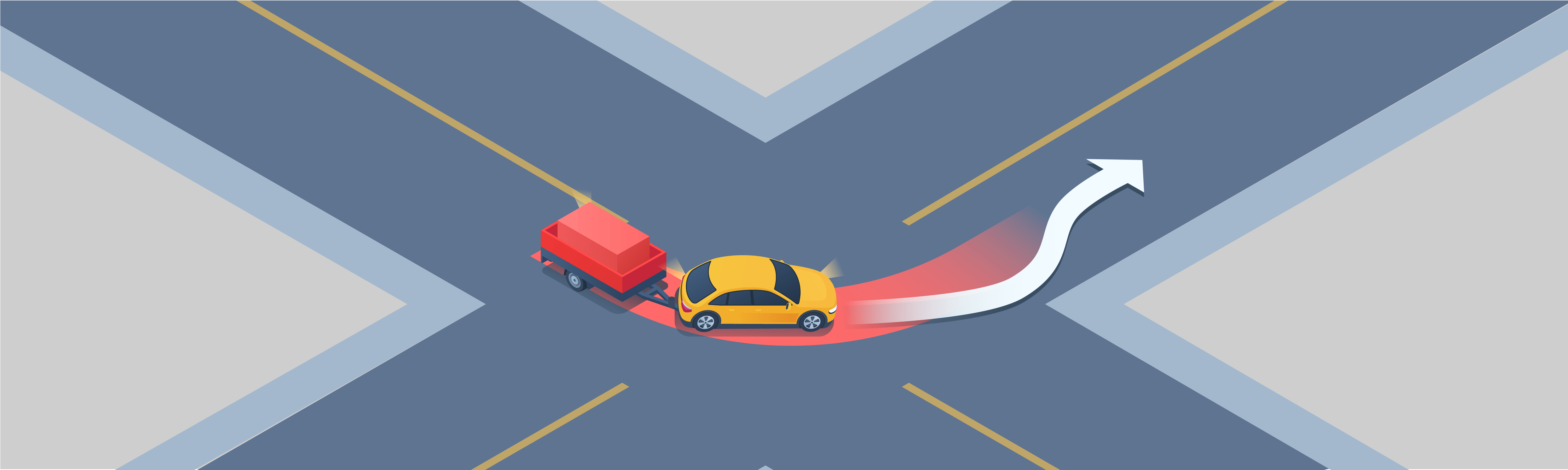 Towing a Trailer - How should you turn left at an intersection while towing a trailer?