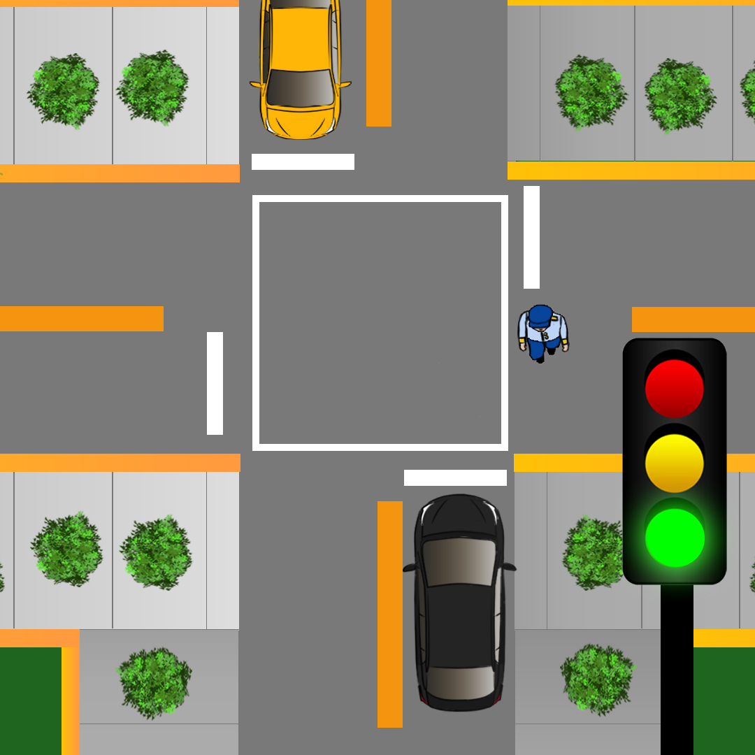 Test 6 - If you are at a red light and a pedestrian is still crossing when the light turns green, who has the right-of-way?