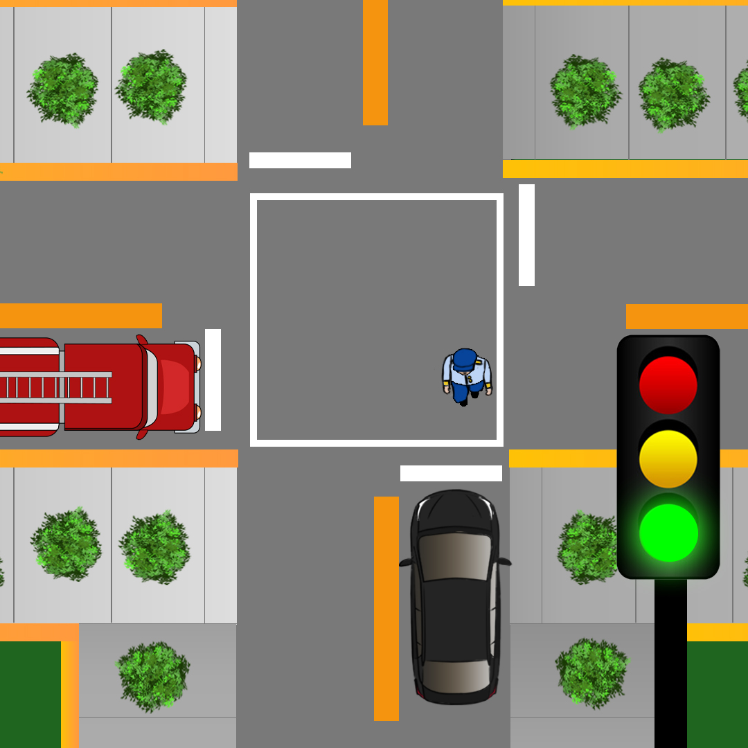 Test 5 - If you are at a red light and a pedestrian is still crossing when the light turns green, who has the right-of-way?