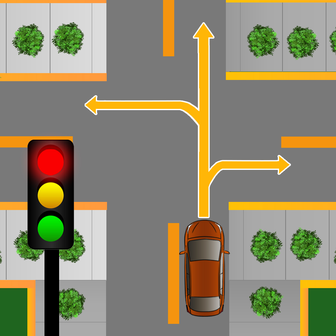 What three things does a flashing green light at an intersection where you are permitted to turn both left and right mean? - What three things does a flashing green light at an intersection where you are permitted to turn both left and right mean?