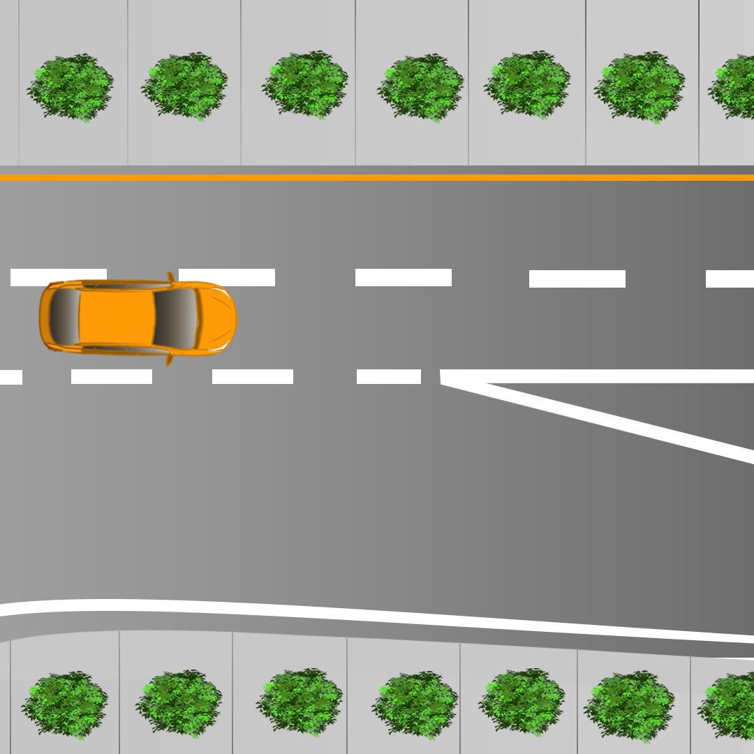 Test 7 - What is indicated by continuity lines on the right side of the lane you're driving in?