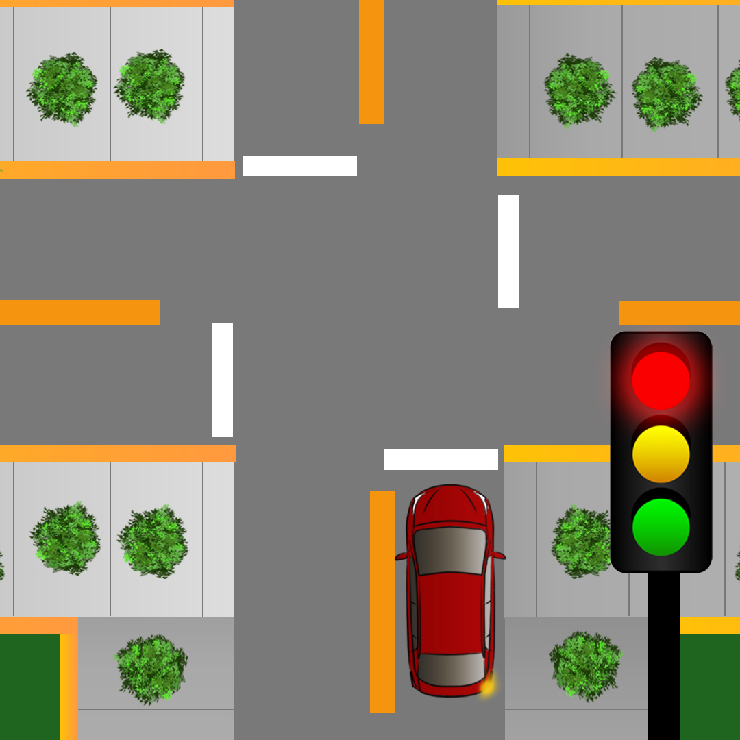 If you're planning on driving straight through an intersection but you are currently at a red light, what do you have to do? - If you're planning on driving straight through an intersection but you are currently at a red light, what do you have to do?