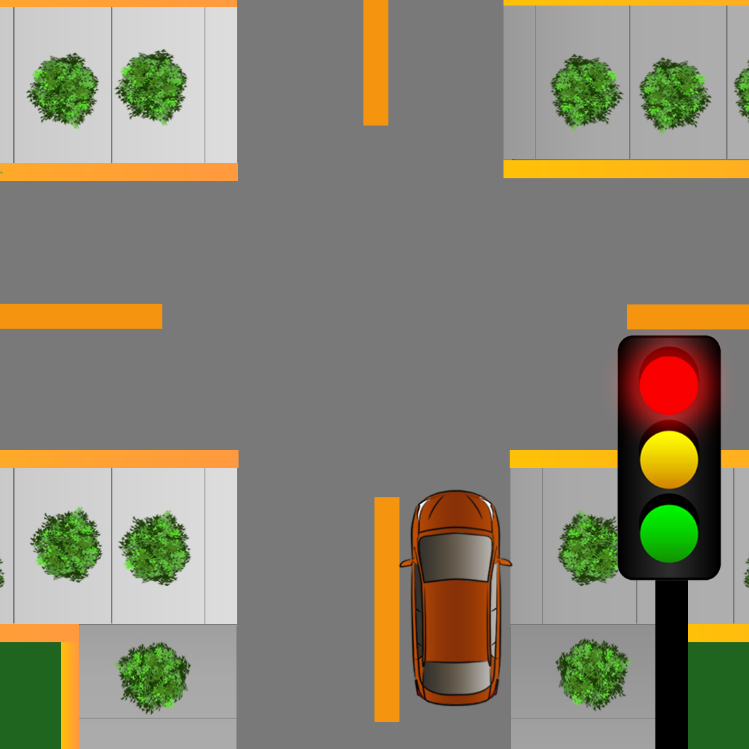 Test 5 - If you're planning on driving straight through an intersection but you are currently at a red light, what do you have to do?