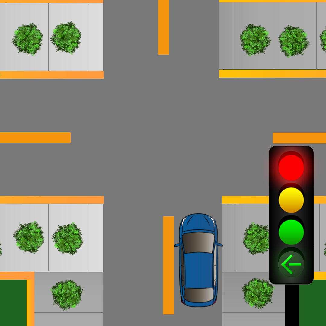 Test 1 - If you are at an intersection with a red light and you plan on going straight, what do you have to do?