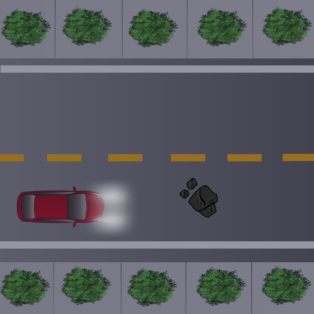 Test 2 - What should you do first if you see something in the road at night?