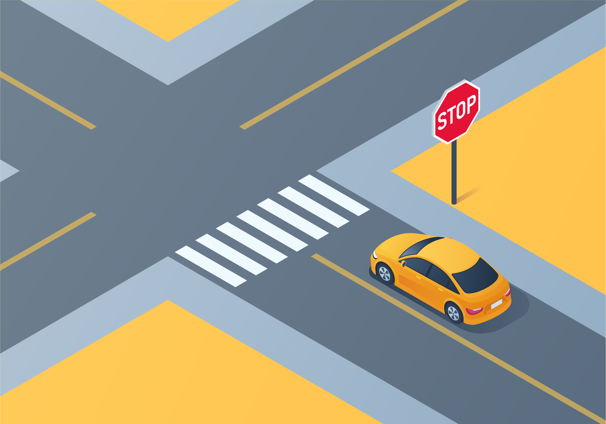 Intersections and Turns - Where should you bring your vehicle to a stop at a marked crosswalk without a stop line?