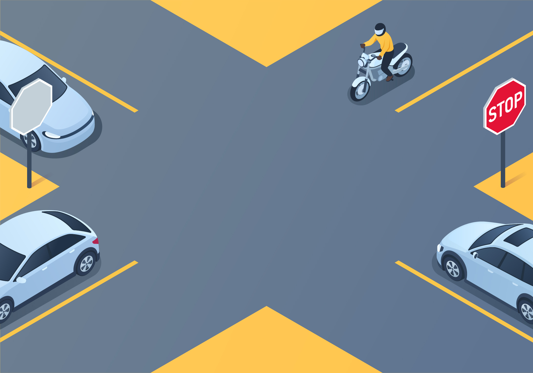 Stopping - Where should you stop if there is no stop line, crosswalk, or sidewalk present on the road?