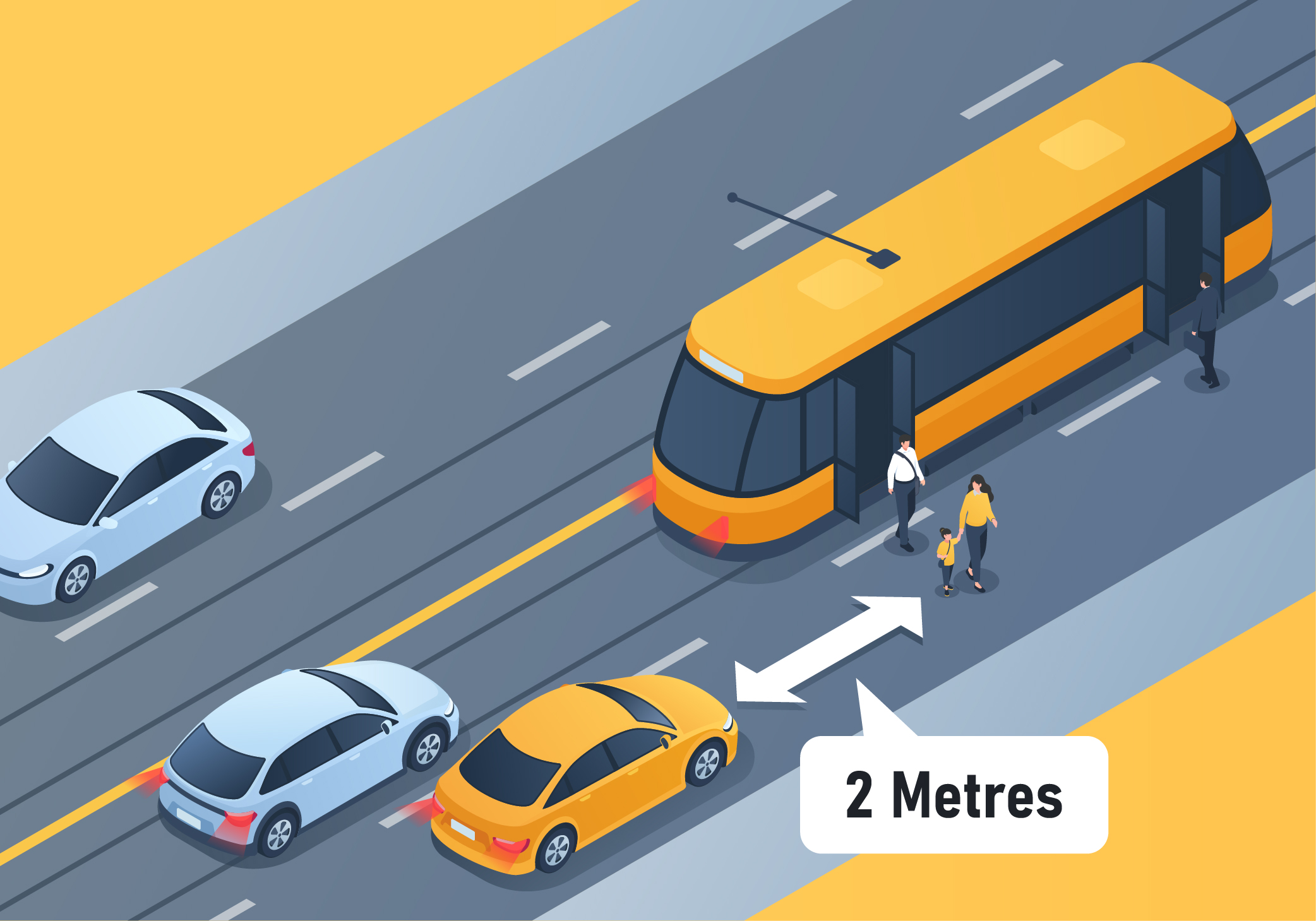 Changing positions - How far should you stay behind the rear doors of a stopped streetcar?