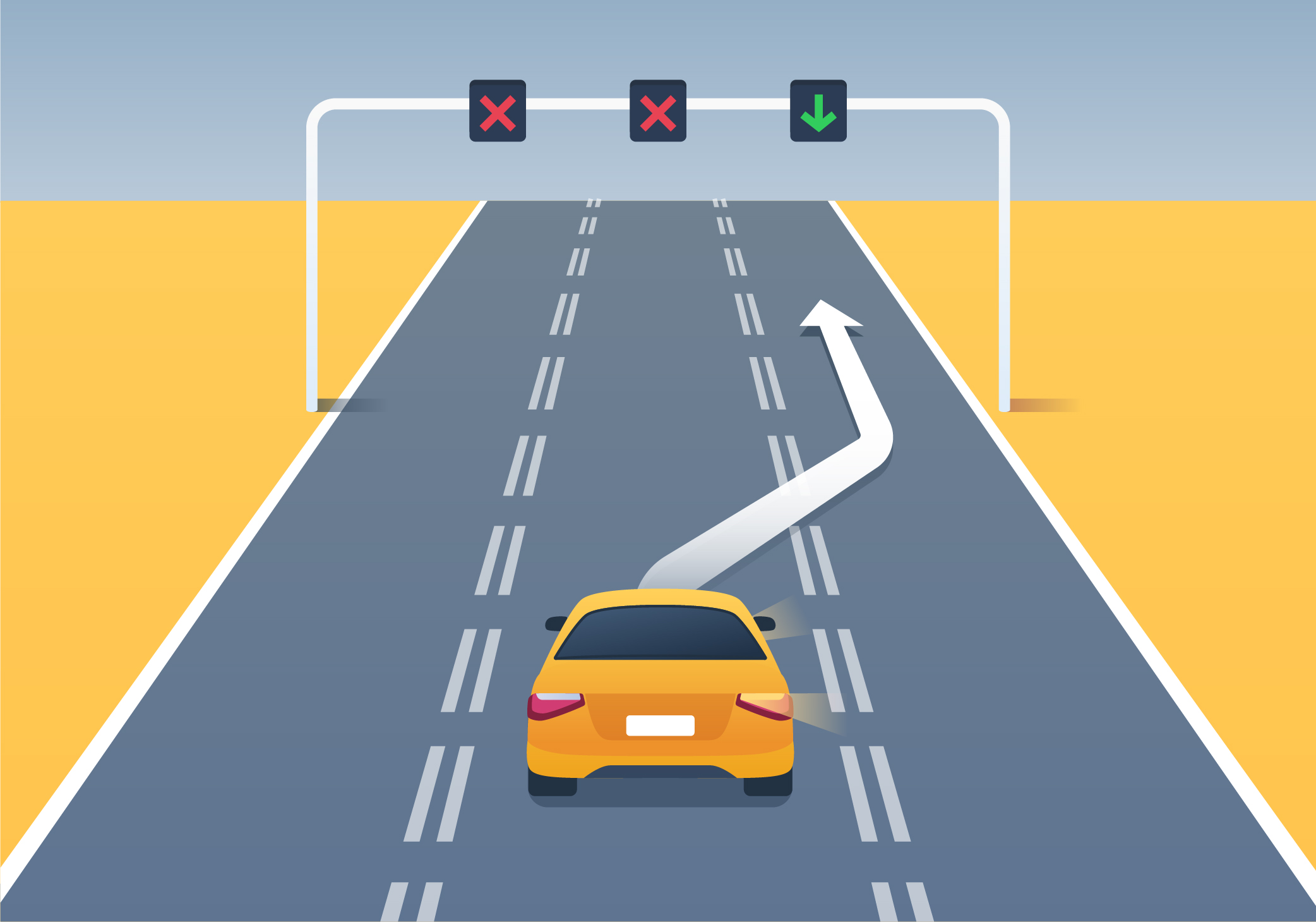 ontario car - When a red “X” is indicated over a driving lane, you should: