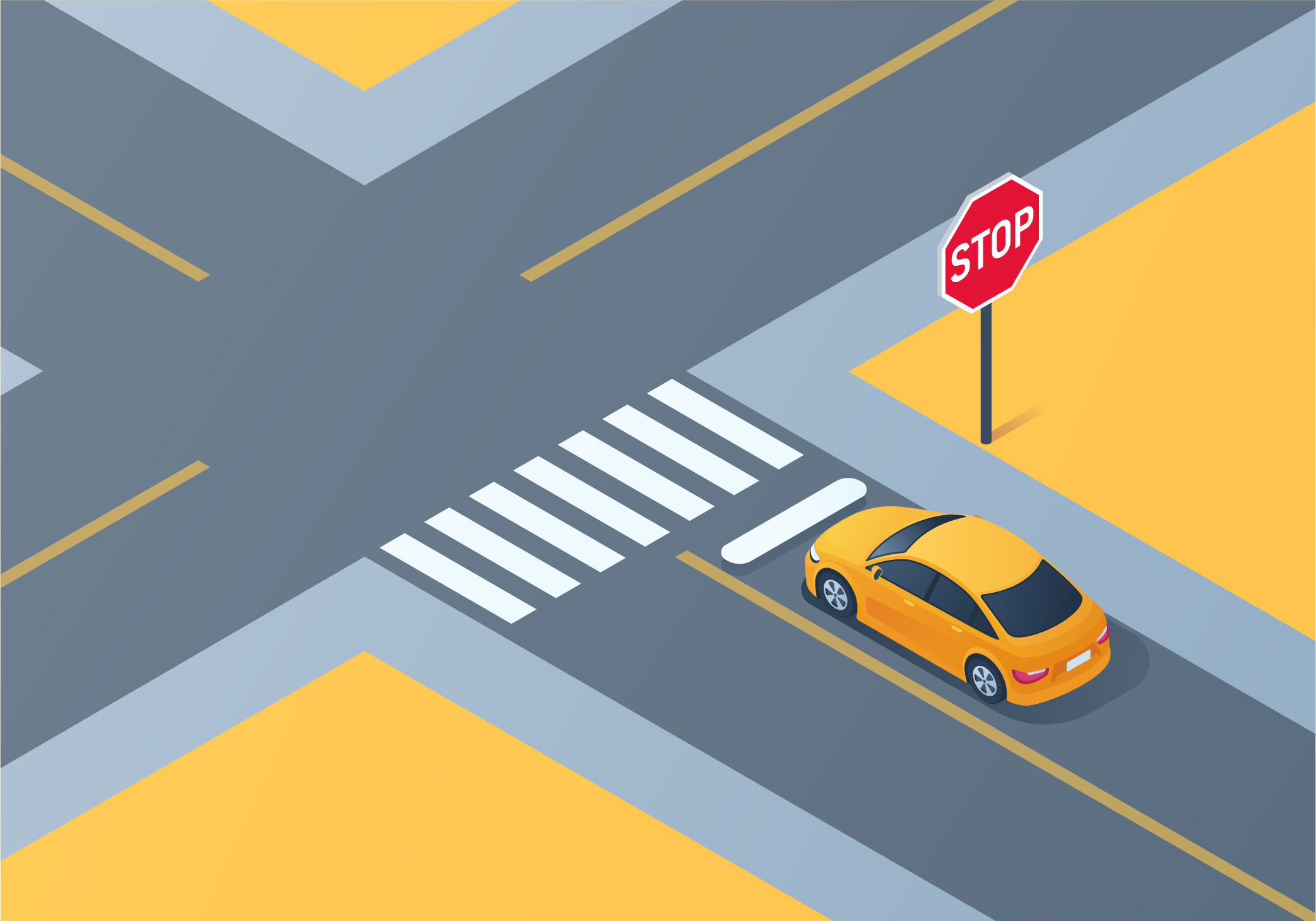 Intersections - Where should you stop your vehicle at a marked crosswalk without a stop line?