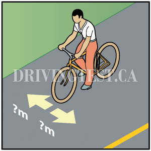 Driving Test Canada - Car Test 4 - What amount of space is needed to be considered a safety zone for a cyclist?