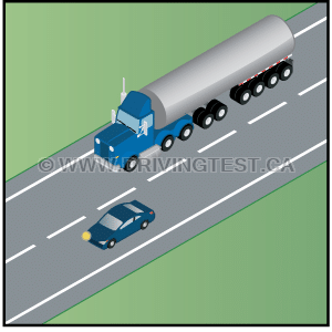 Test 2 - If you're passing a truck, at what point can you move back into its lane?