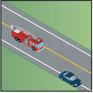 Test 2 - What must you do if an emergency vehicle is approaching you with their sirens/lights on?