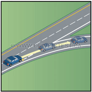 Driving Test Canada - Car Test 1 - When should you start to decelerate when you're exiting a highway?