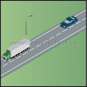 Test 2 - If there is a truck in front of you, how much time should elapse between their rear bumper passing a lamppost and your front bumper reaching that same lamppost?