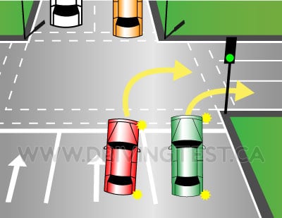 If the road is blocked within ______ from an intersection, you are allowed to make a right-hand turn from the second lane away from the curb. - If the road is blocked within ______ from an intersection, you are allowed to make a right-hand turn from the second lane away from the curb.