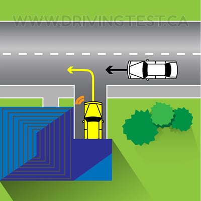 What should you do first while exiting an alleyway or driveway? - What should you do first while exiting an alleyway or driveway?