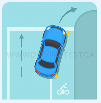 Test 3 - At what point are you allowed to cross into a bike lane?