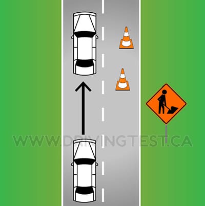 Test 4 - What should you do if you are traveling through a work zone?