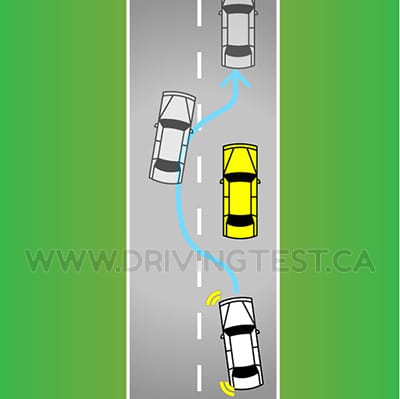 Test 2 - Who gets the right-of-way while a vehicle is legally passing another vehicle?