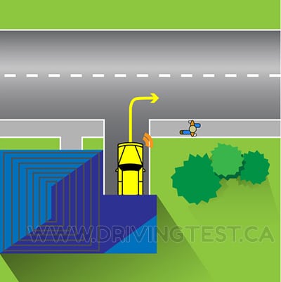 Test 3 - When do you need to yield the right-of-way while trying to exit private property?