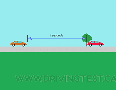 Driving Test Canada - Car Test 2 - How much of a time gap should there be between the back bumper of the vehicle in front of you and your front bumper?