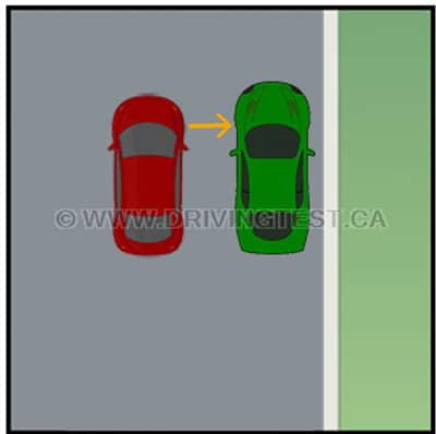 When you're preparing to parallel park, you stop level with the car in front, and _________ away from it. - When you're preparing to parallel park, you stop level with the car in front, and _________ away from it.