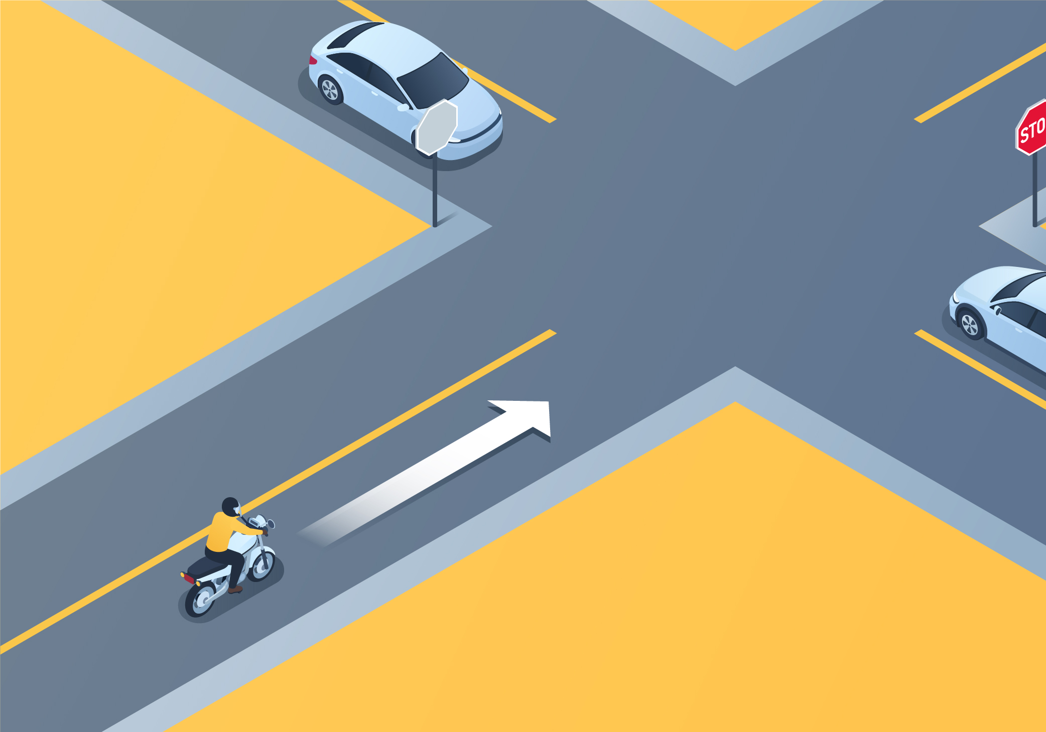 Riding in Traffic - What should the motorcycle rider do if traffic is about to enter from either side of the intersection?